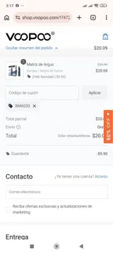 Voopoo coupon verification screenshot