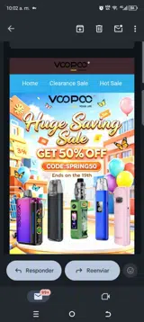 Voopoo coupon verification screenshot