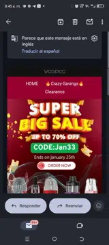 Voopoo coupon verification screenshot