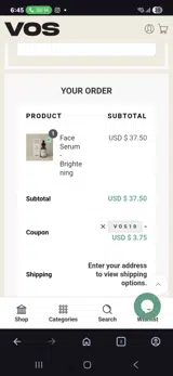 Vos10 coupon verification screenshot