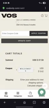 Welcome15 coupon verification screenshot