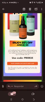 Pride25 coupon verification screenshot