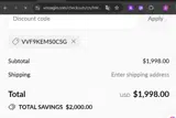 VVF9KEMS0CSG coupon verification screenshot