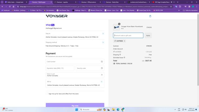 Voyager checkout page showing Voyager promo code box | Screenshot taken by SimplyCodes community member on Dec 15, 2023
