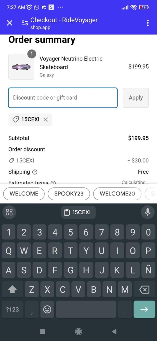 Voyager checkout page showing Voyager promo code box | Screenshot taken by SimplyCodes community member on Dec 21, 2023