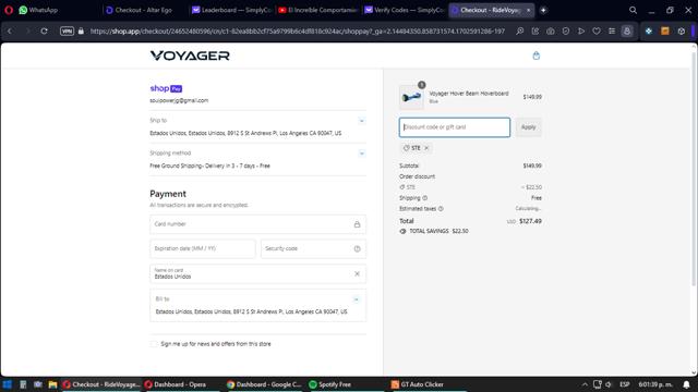 Voyager checkout page showing Voyager promo code box | Screenshot taken by SimplyCodes community member on Dec 14, 2023