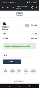 VPM coupon verification screenshot