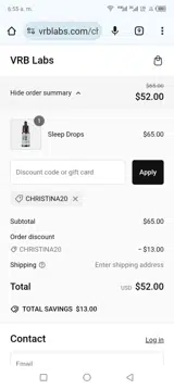 CHRISTINA20 coupon verification screenshot