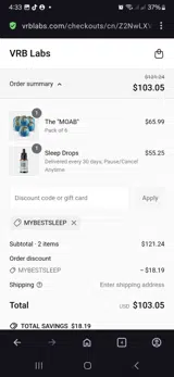 MYBESTSLEEP coupon verification screenshot