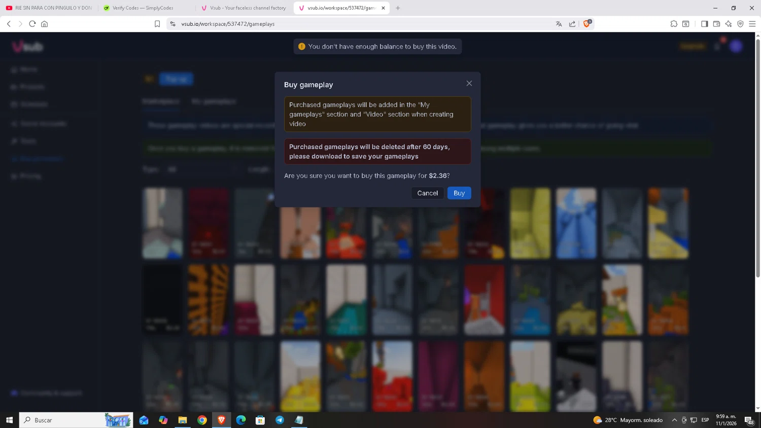 Vsub checkout page showing Vsub discount code box | Screenshot taken by SimplyCodes community member on Jan 11, 2026