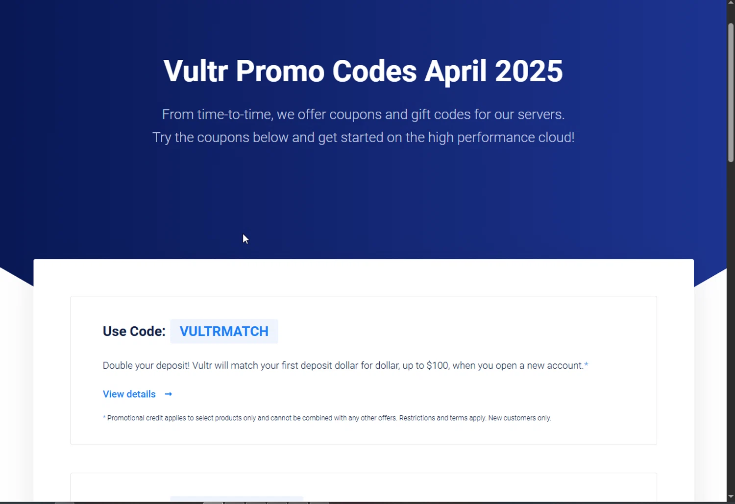Vultr checkout page showing Vultr promo code box | Screenshot taken by SimplyCodes community member on Apr 12, 2025