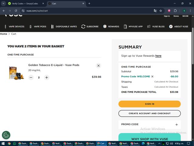 Vuse checkout page showing Vuse promo code box | Screenshot taken by SimplyCodes community member on Jun 17, 2025