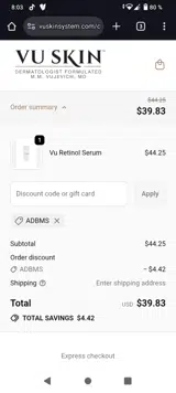 ADBMS coupon verification screenshot