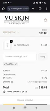 ADBQ6 coupon verification screenshot