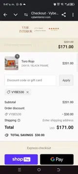 Vybes30 coupon verification screenshot