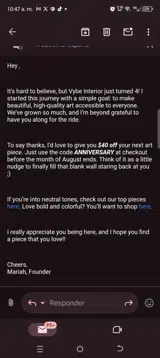 ANNIVERSARY coupon verification screenshot
