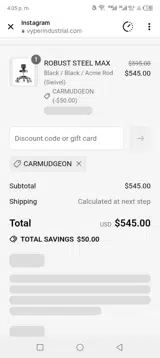 Vyper Industrial coupon verification screenshot