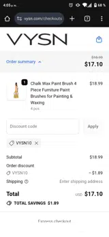 VYSN10 coupon verification screenshot