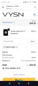 SIMPLYCODES coupon verification screenshot