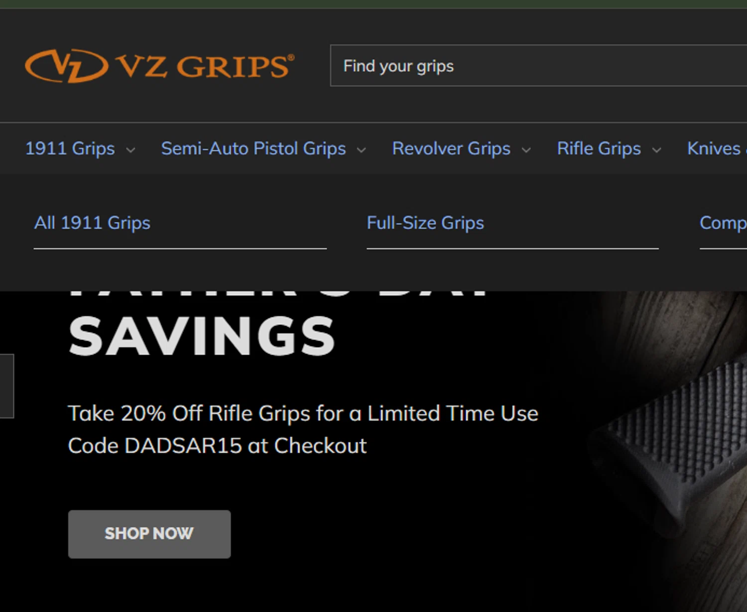 Vz Grips promo code screenshot showing code DADSAR15 applied at Vz Grips checkout page. Uploaded by SimplyCodes community member josemiguelaponte on Jun 21, 2026