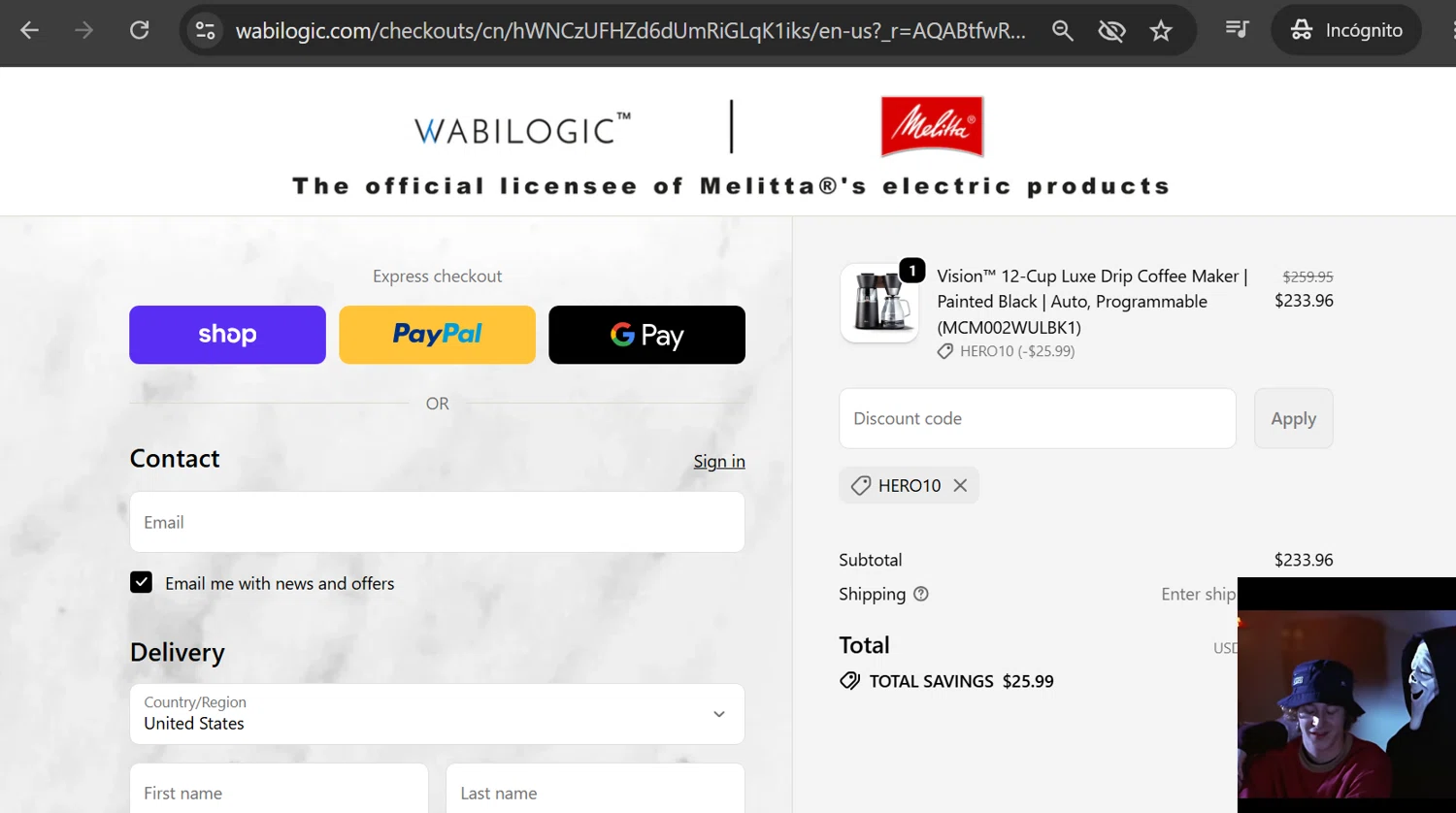 Wabilogic promo code screenshot showing code HERO10 applied at Wabilogic checkout page. Uploaded by SimplyCodes community member anosesmith on Jun 5, 2026