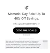 NHLGOAL coupon verification screenshot