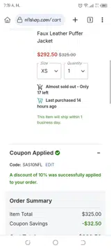 sas10nfl coupon verification screenshot