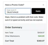 Washington Commanders coupon verification screenshot