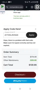 AY735EJRXNQK coupon verification screenshot