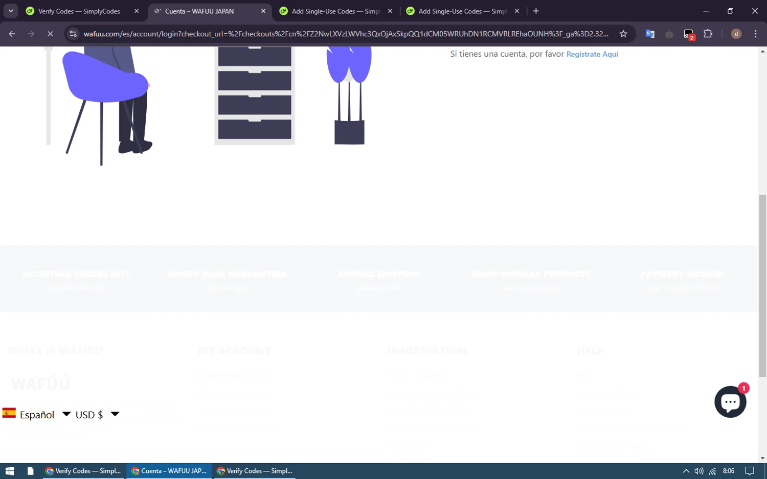 WAFUU checkout page showing WAFUU discount code box | Screenshot taken by SimplyCodes community member on Jan 28, 2025