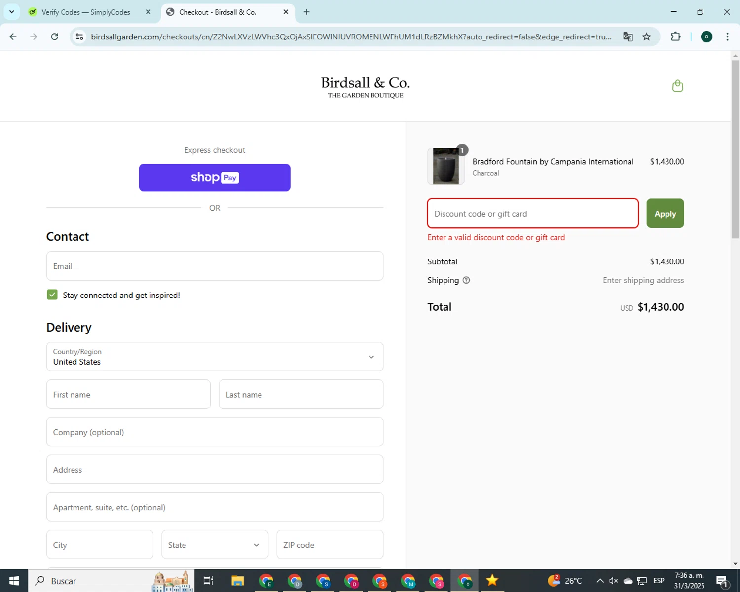 WAFUU discount code screenshot showing code YYXZ8B applied at WAFUU checkout page. Uploaded by SimplyCodes community member 000005 on Mar 31, 2025