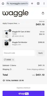 DODD coupon verification screenshot