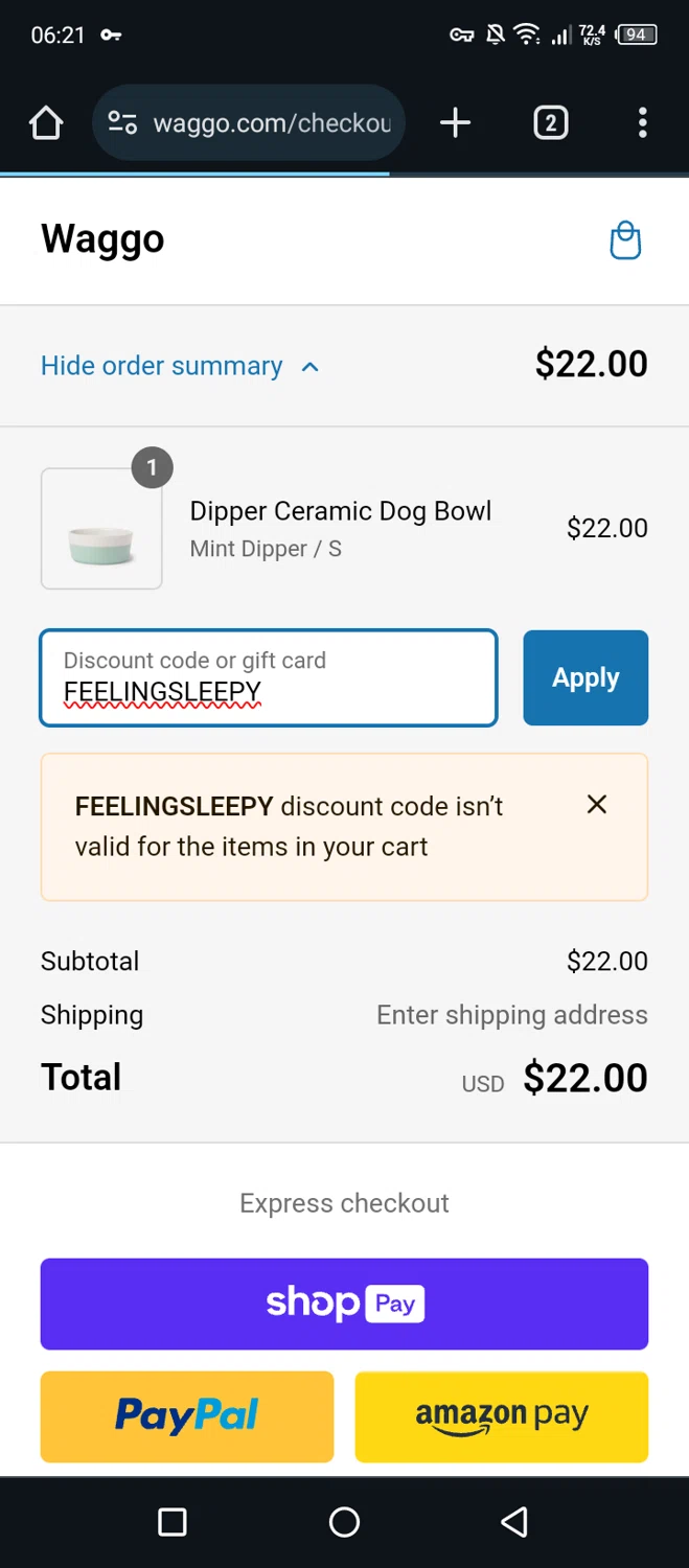 where to use Waggo promo code box