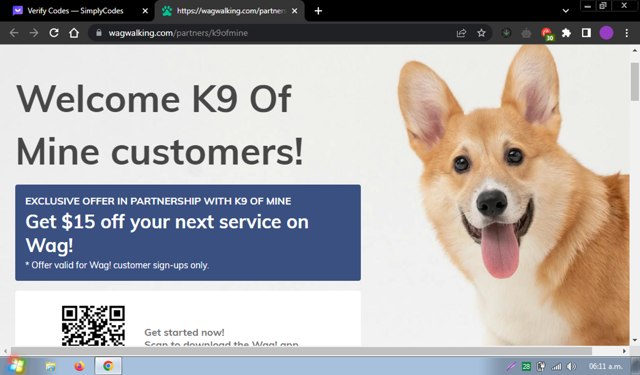 Wag! checkout page showing Wag! promo code box | Screenshot taken by SimplyCodes community member on Nov 28, 2023