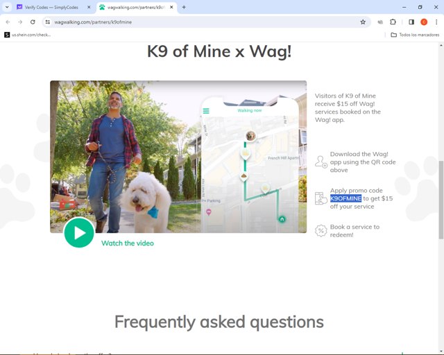 Wag! checkout page showing Wag! promo code box | Screenshot taken by SimplyCodes community member on Dec 27, 2023