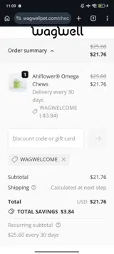 WAGWELCOME coupon verification screenshot