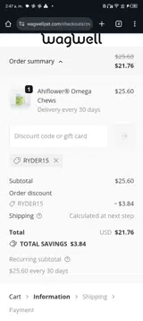 RYDER15 coupon verification screenshot