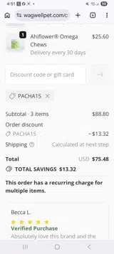 Pacha15 coupon verification screenshot