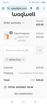 Werate20 coupon verification screenshot