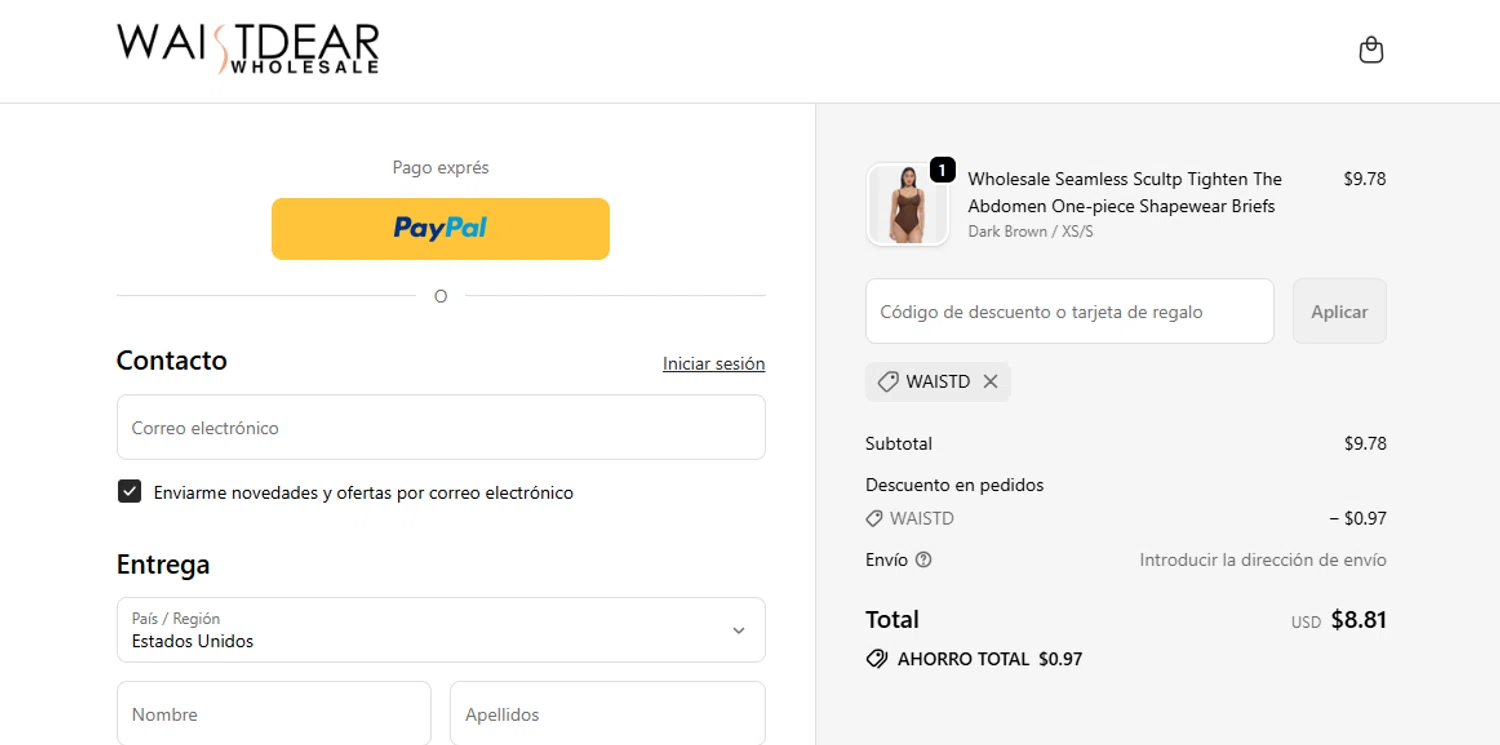 Waist Dear discount code screenshot showing code WAISTD applied at Waist Dear checkout page. Uploaded by SimplyCodes community member Gaby04 on Sep 30, 2025