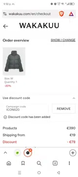 ICONS20 coupon verification screenshot