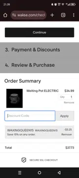 Wakse coupon verification screenshot