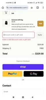 Waldor & Co. coupon verification screenshot