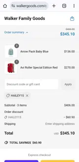 Walker Goods coupon verification screenshot