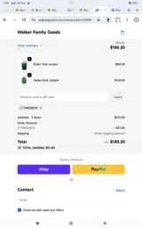Walker Goods coupon verification screenshot