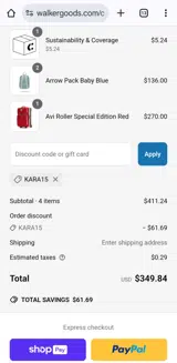 Walker Goods coupon verification screenshot