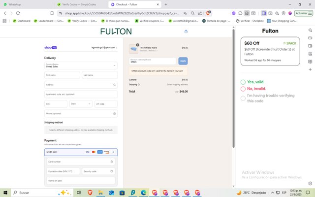 Fulton checkout page showing Fulton discount code box | Screenshot taken by SimplyCodes community member on Aug 24, 2025