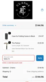 MAIL15 coupon verification screenshot