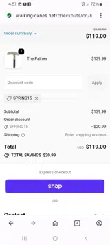 SPRING15 coupon verification screenshot