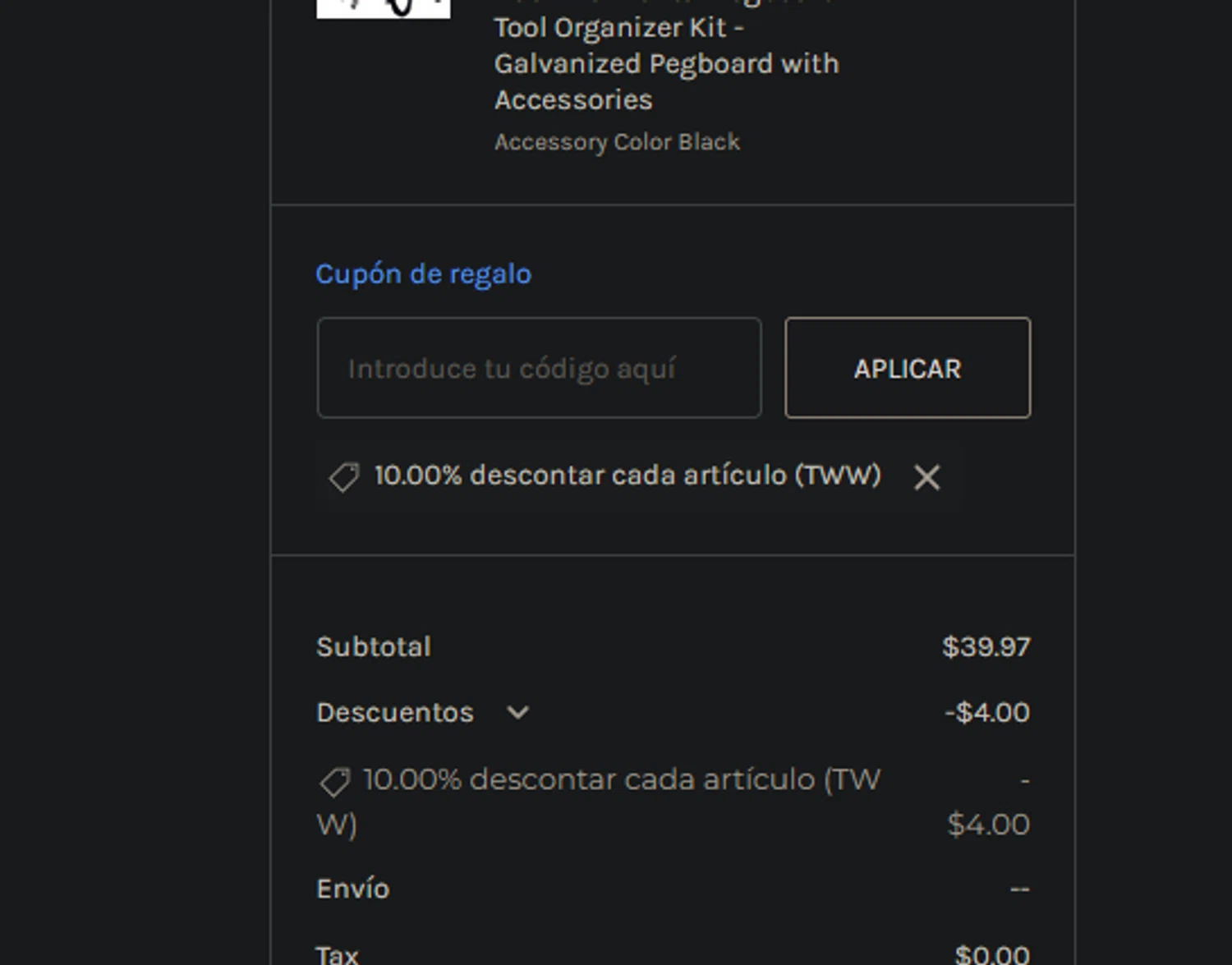 Wall Control checkout page showing Wall Control coupon code box | Screenshot taken by SimplyCodes community member on Feb 2, 2026